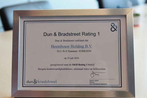 Rating 1 Dun en Bradstreet certificaat
