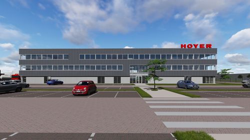 Artist impression Bedrijfscomplex met nieuw hoofdkantoor HOYER Botlek