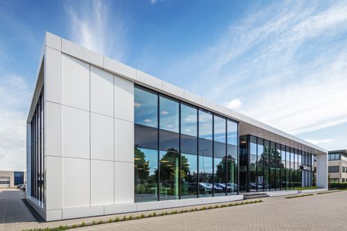 exterieur gevel kantoor Safescan Zoetermeer ontwerp Heembouw Architecten